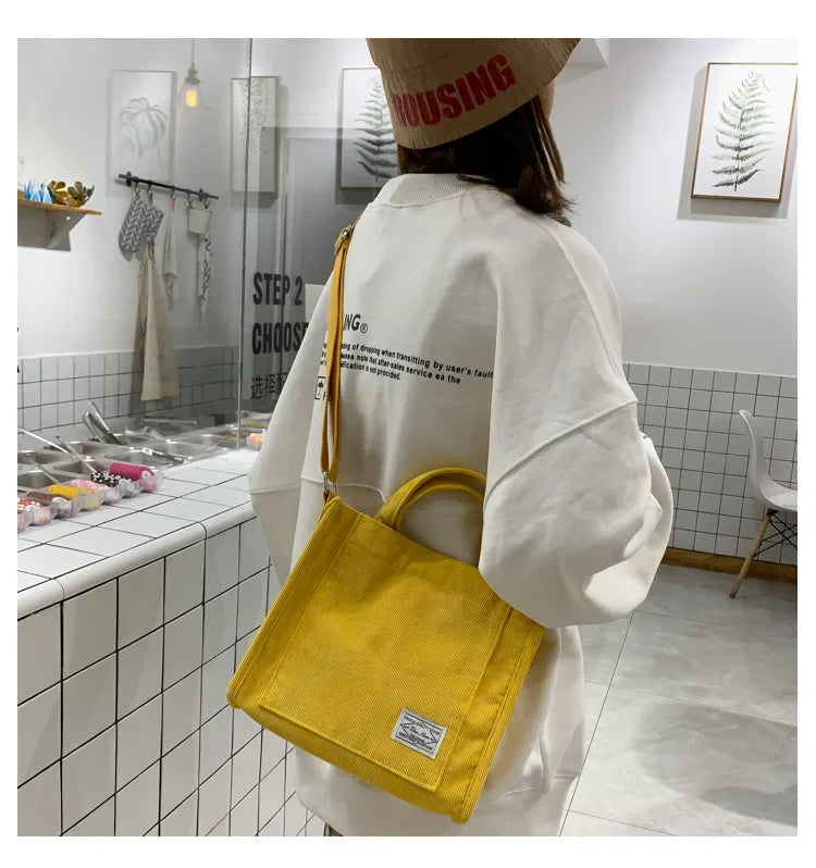 Corduroy Women Handbag Large Capacity Shoulder Bag - Smarsty