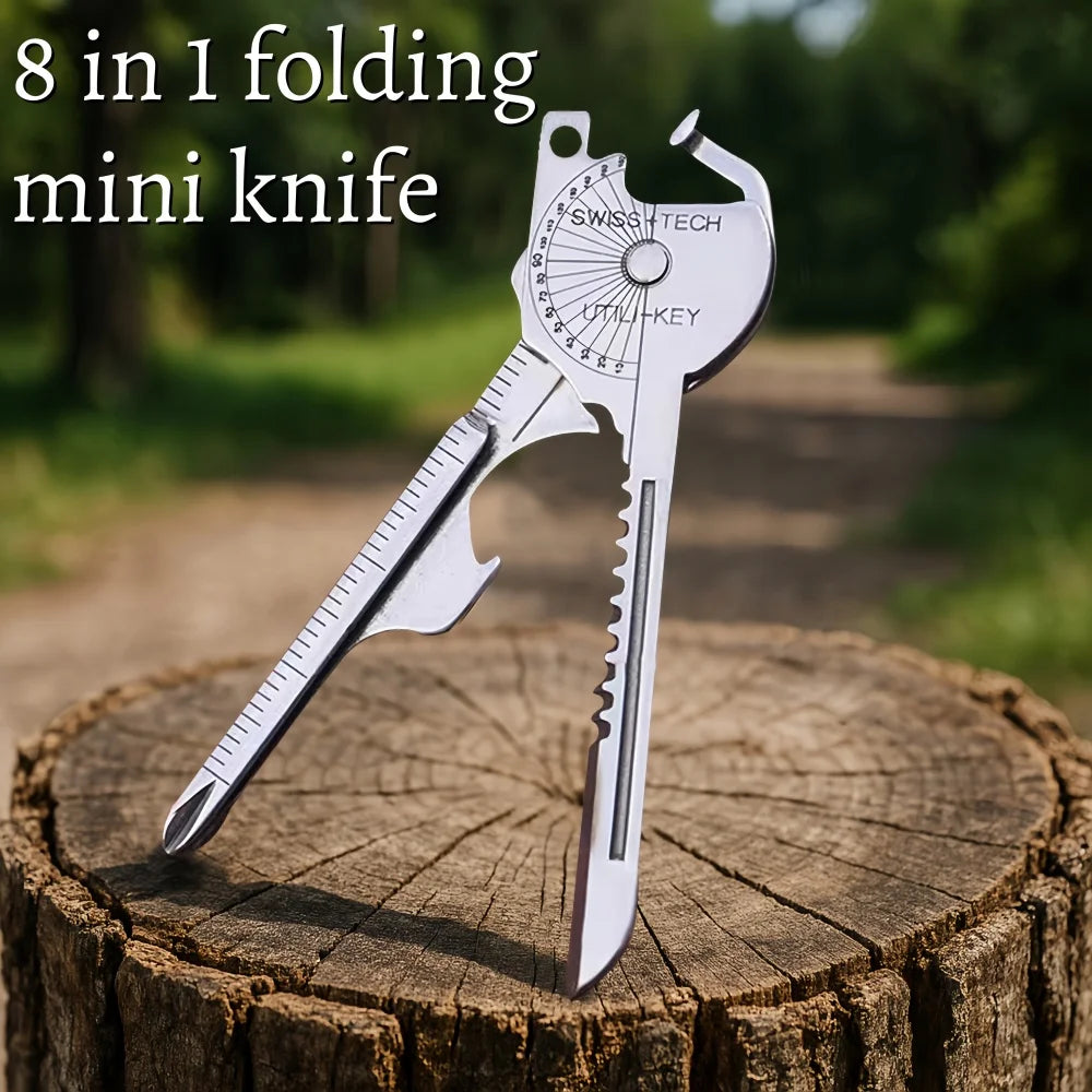 8-in-1 Multi-Tool Keychain for Camping & Survival | Folding Screwdriver, Bottle Opener | Compact Outdoor Utility Pliers with Key by Smarsty