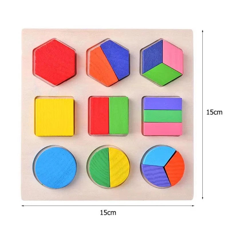 Wooden Geometric Shapes Montessori Puzzle Sorting Math Bricks Preschool Learning Educational Game Baby Toddler Toys for Children by Smarsty