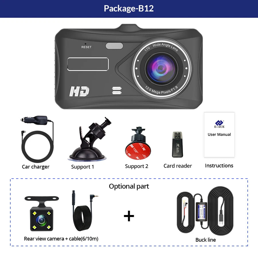1080P Dash Cam With Night Vision Front And Rear Recording - Smarsty