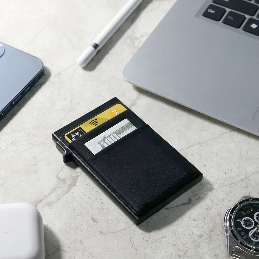 Anti Rfid Blocking Protected Magic ID Bank Credit Card Holder Men Thin Slim Minimalist Smart Magic Wallets Metal Cardholer Case