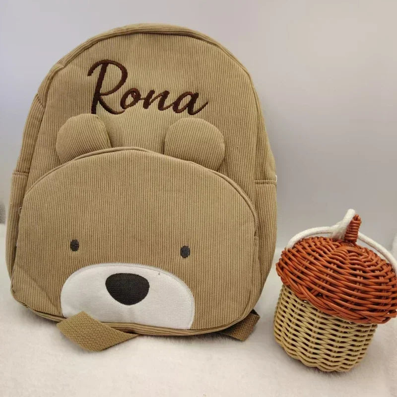 Custom Name Toddler Backpack Cartoon Bear Large Capacity - Smarsty