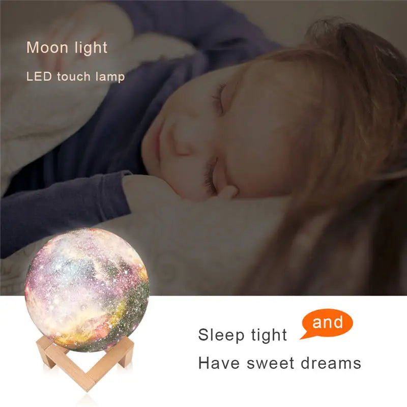 3D Printed Moon Lamp with Remote 16 Colors LED Night Light - Smarsty