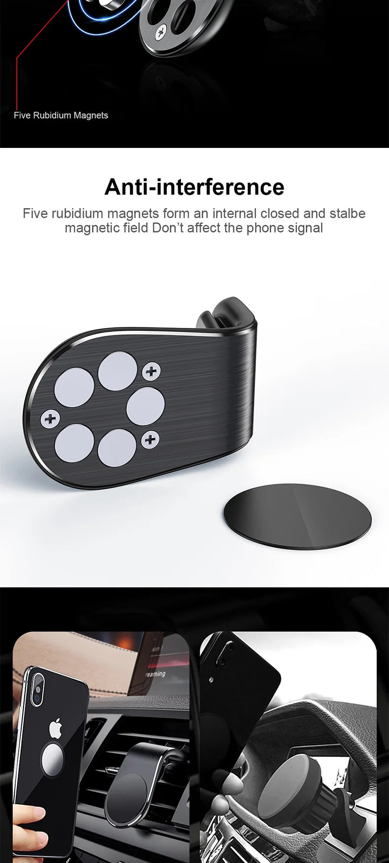 Magnetic Car Phone Holder Air Vent Clip Mount Rotatable - Smarsty