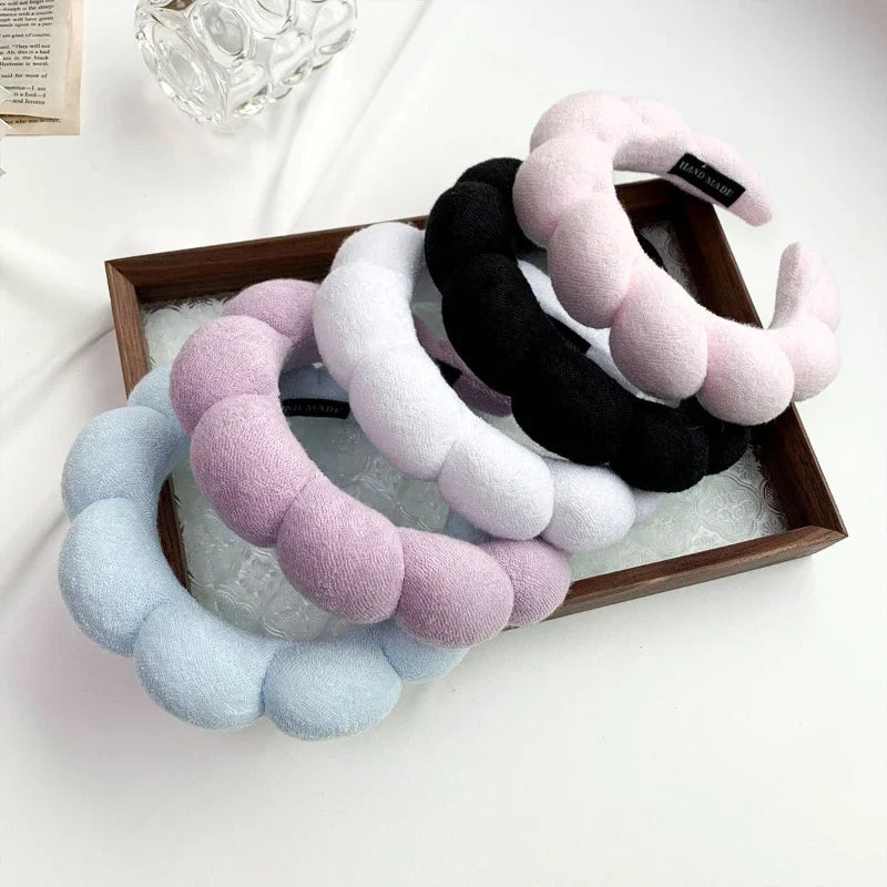 Soft Puffy Sponge Headband For Makeup Retro Terry Cloth - Smarsty