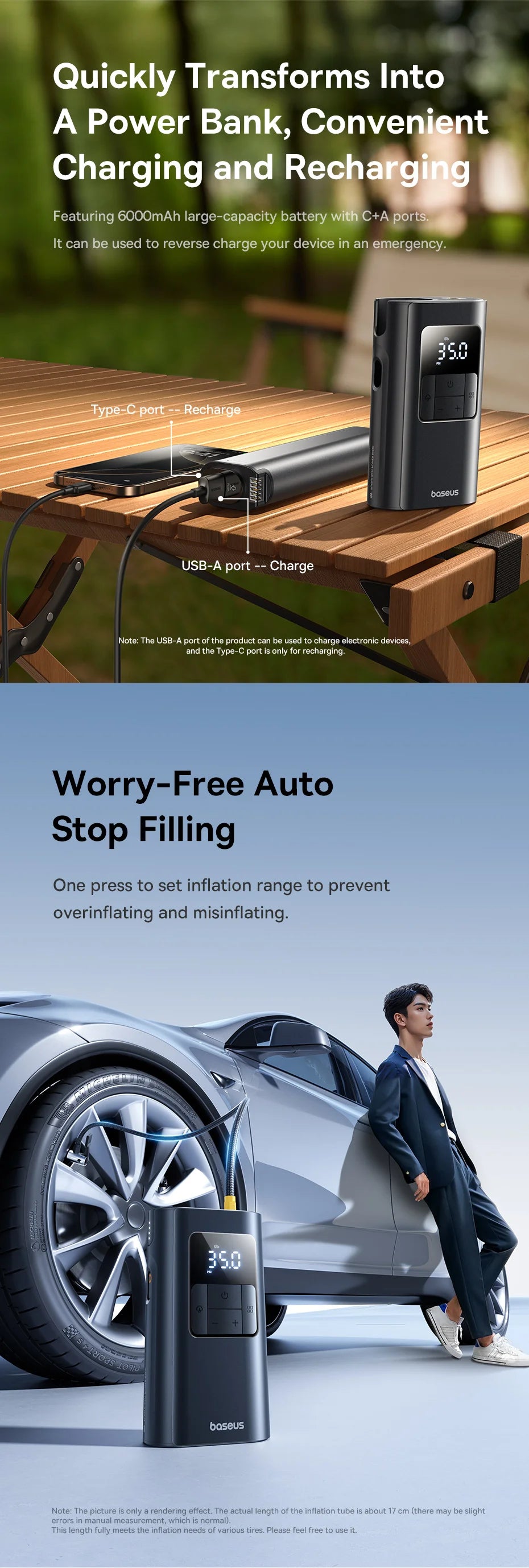 Wired And Wireless Car Air Pump 2in1 Portable Inflator - Smarsty