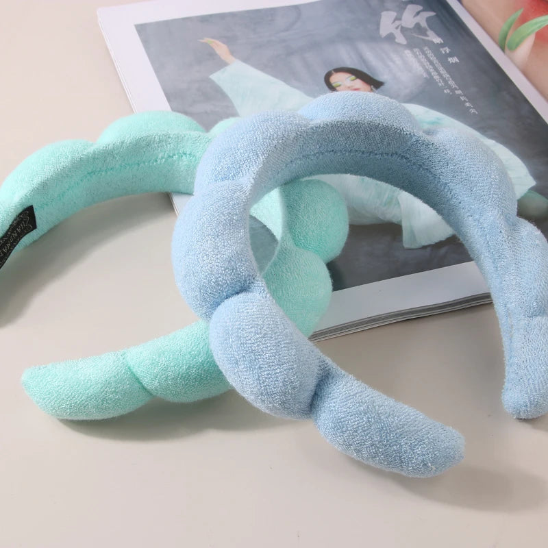 Soft Puffy Sponge Headband For Makeup Retro Terry Cloth - Smarsty