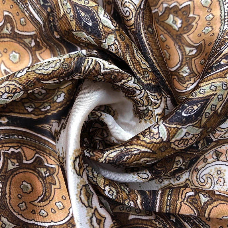 Bohemian Silk Square Scarf for Women Luxury Floral Print - Smarsty