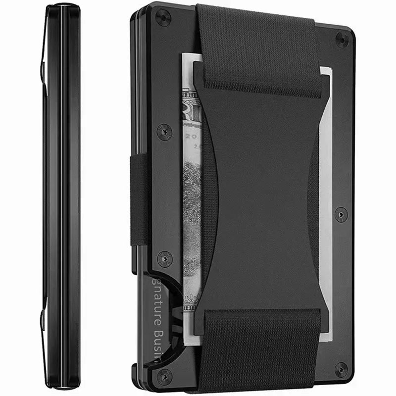 Carbon Fiber Metal Minimalist Slim Credit Card Holder Wallet Carteira for Men Cartera Tarjetero Hombre RFID Bank Cardholder Case