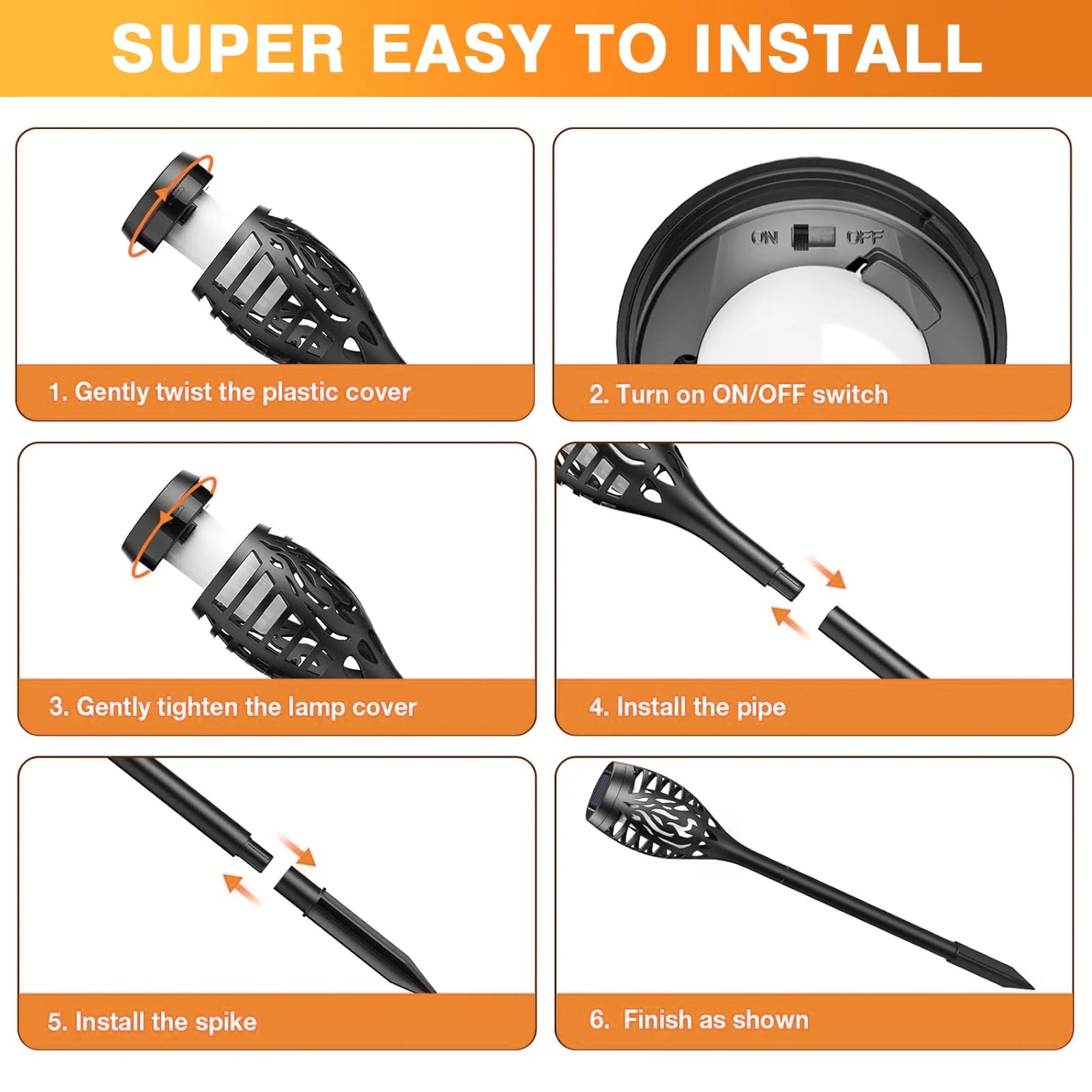 Solar Lights Outdoor LED 4/6/812Pcs Solar Torch Lights with Flickering Flame Waterproof Garden Decoration Lawn Path Yard Patio