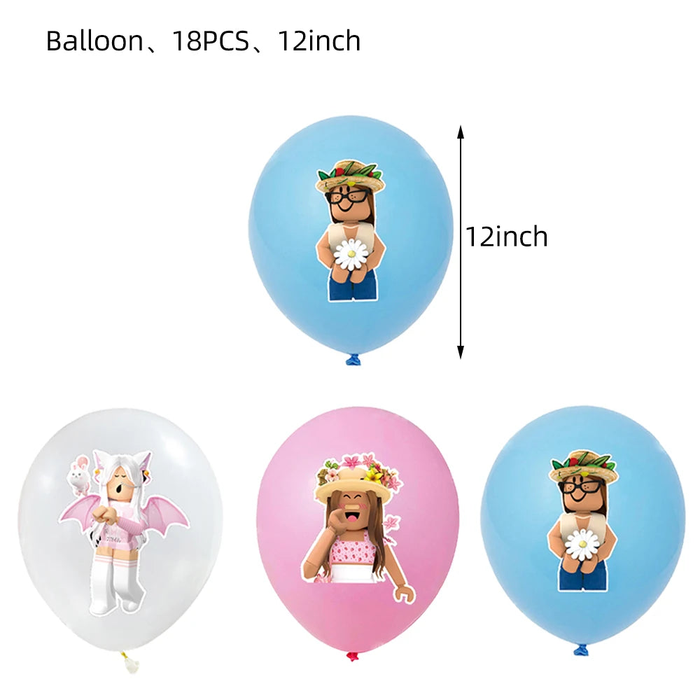 Pink Roblox Birthday Party Decorations Tableware Set - Smarsty