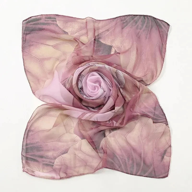 Lightweight Silk Lotus Print Scarf for Women Sun Protection - Smarsty