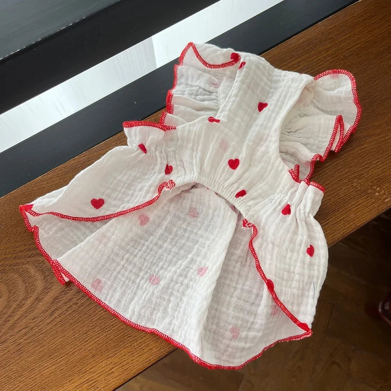 Summer Dog Cooling Dress with Cute Heart Print - Smarsty