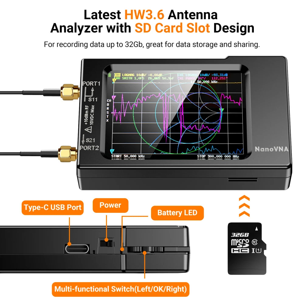 NanoVNA-H Vector Network Analyzer with SD Card Support - Smarsty