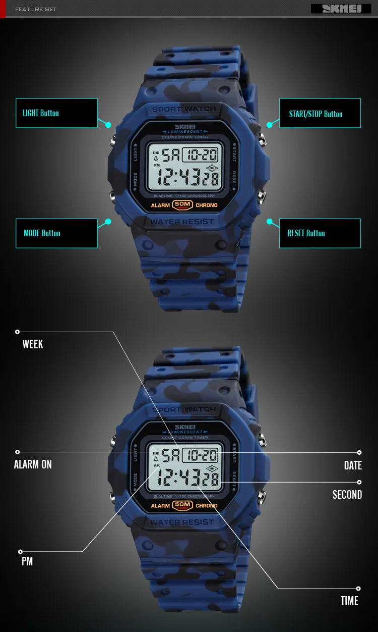 SKMEI 1628 Waterproof Military Digital Watch for Men - Smarsty