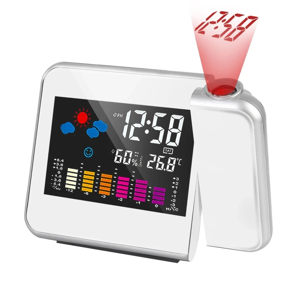 Color Screen Digital Projection Alarm Clock with Rotating Display - Smarsty