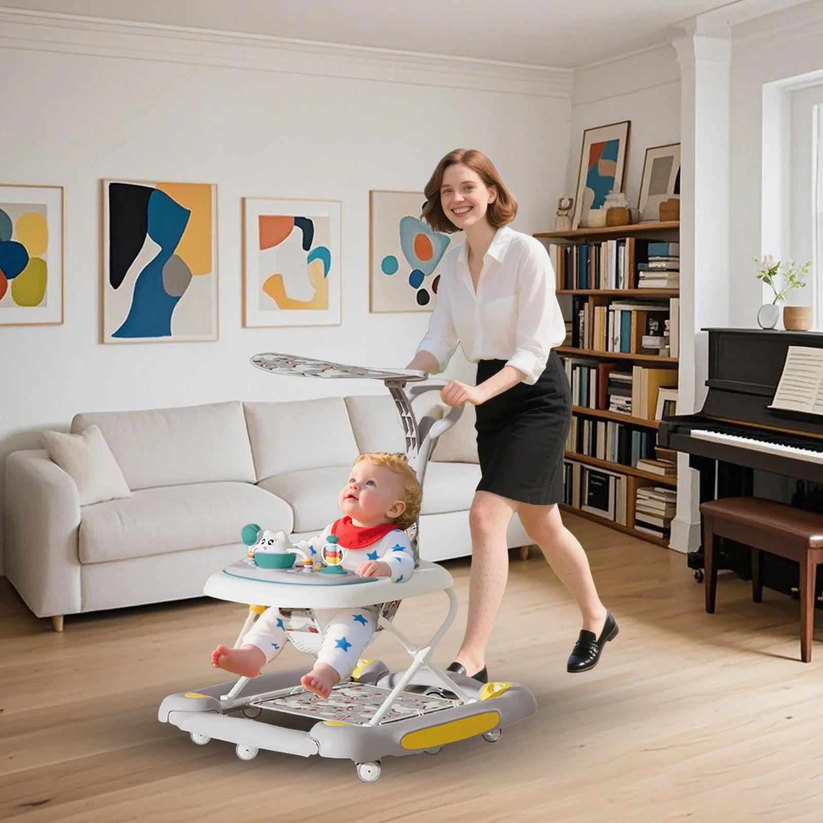 Baby Walkers With Universal Wheel Anti-Roll Anti O-Leg Walker Handcart Learning Start Walker Foldable Multifunction