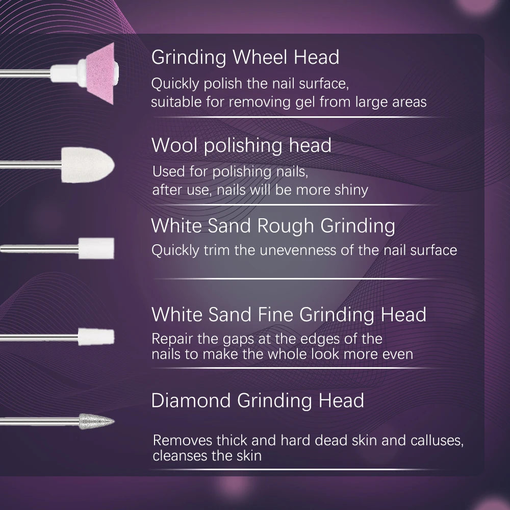 Portable 5 in 1 Electric Nail Drill Set for Professional Manicures - Smarsty