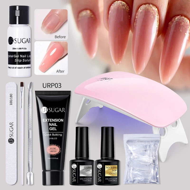 Nude Glitter Gel Nail Polish Kit for Long-Lasting Manicure - Smarsty