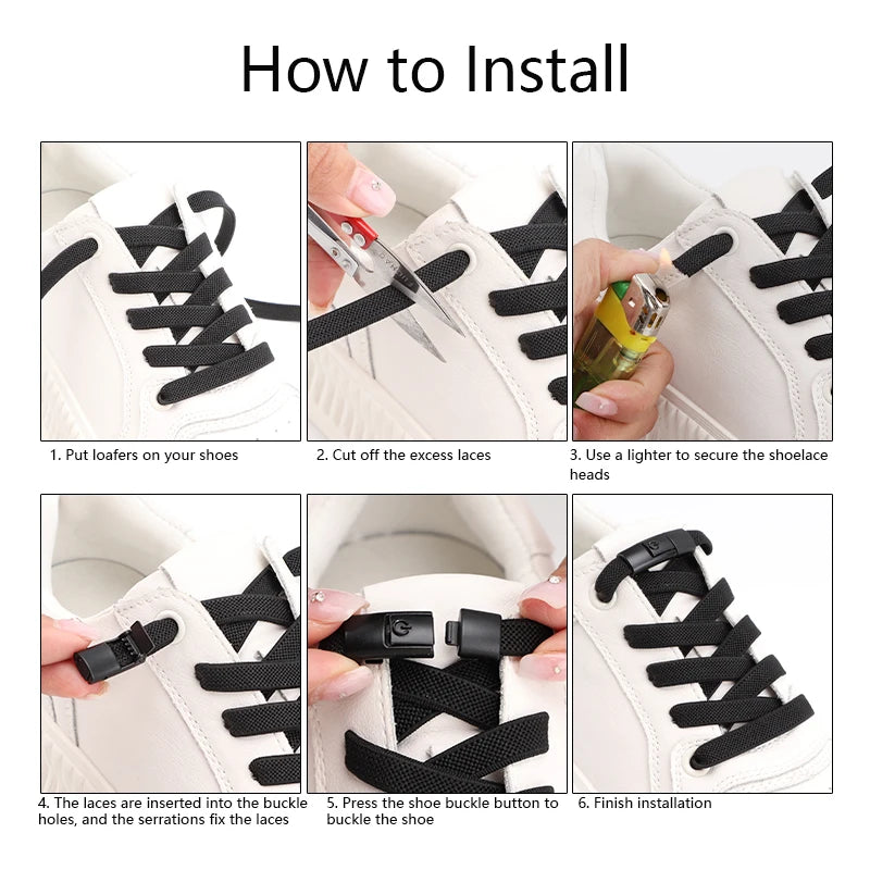 Colorful Press Lock No Tie Shoelace Elastic Shoelaces for Sneakers Sport Tieless Elastic Shoe Laces One Size Fit All Adult Kids - Smarsty