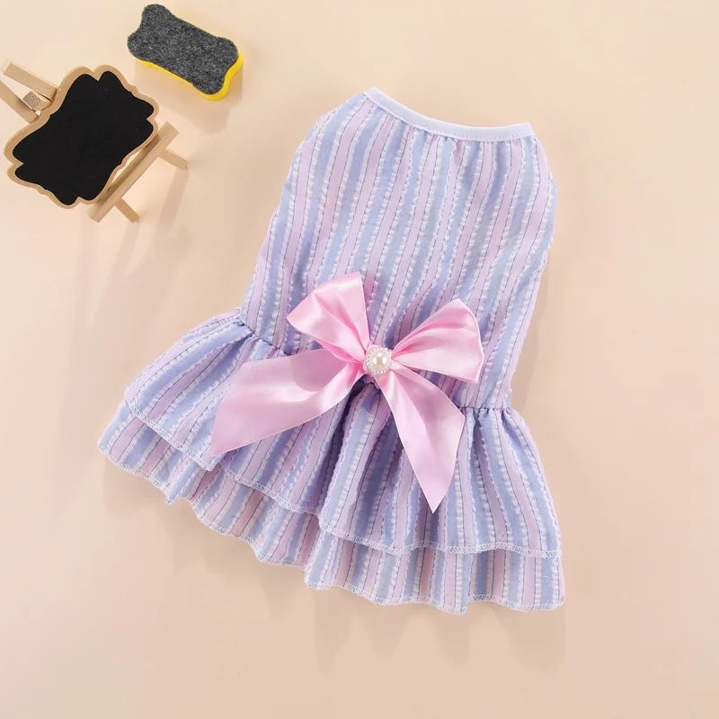 Puppy Vertical Striped Butterfly Skirt for Summer Fun - Smarsty