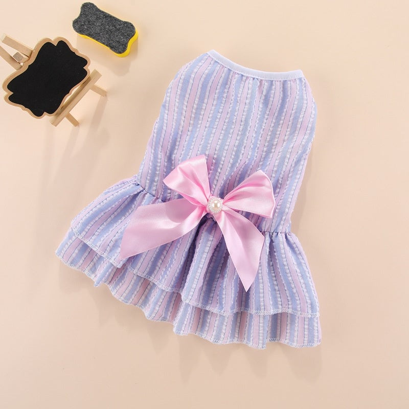 Puppy Vertical Striped Butterfly Skirt for Summer Fun - Smarsty