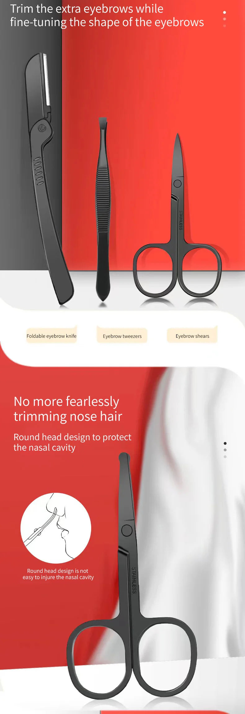 Convenient Black and Red Nail Clipper Set - Smarsty