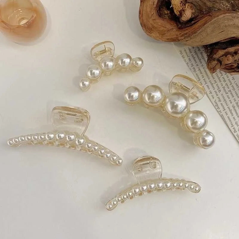 Large Pearl Hair Claw Clip Acrylic Fashion Barrette Stylish - Smarsty