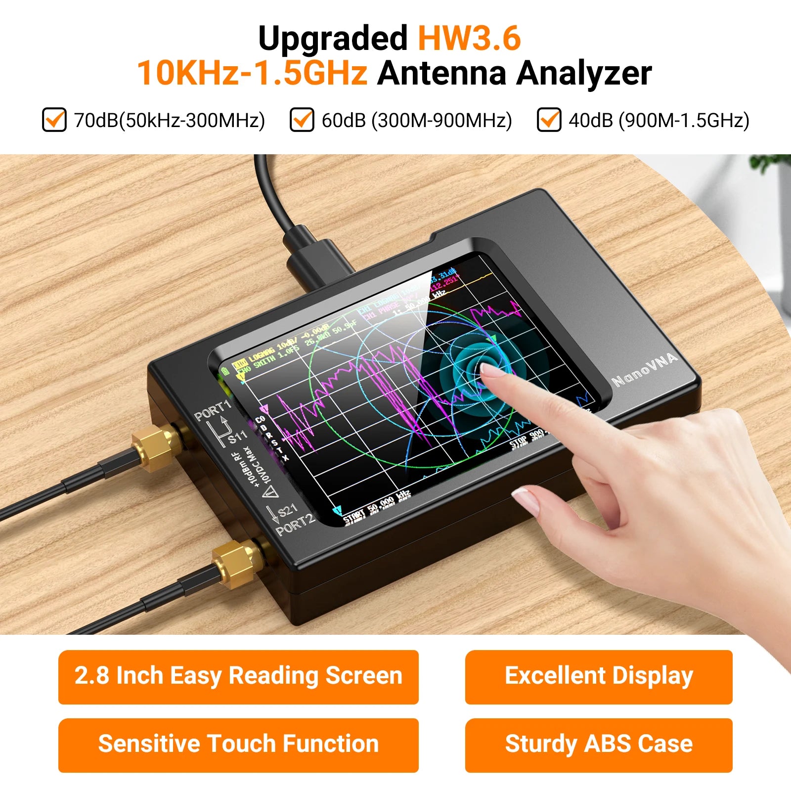 NanoVNA-H Antenna Analyzer with Shell and SD Card Support - Smarsty