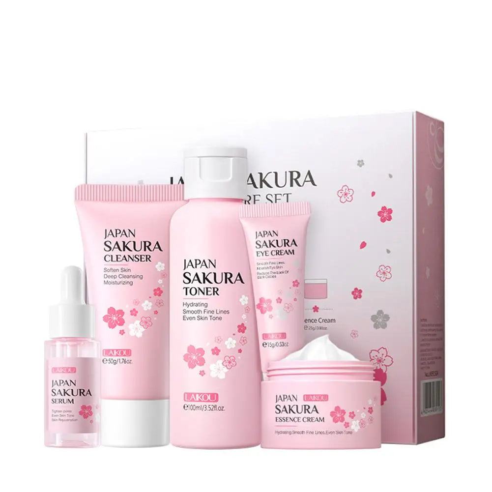5/3pcs/Set Sakura Skin Care Sets Face Cream Serum Toner Facial Cleanser Sunscreen Eye Cream Gift Box Face Skin Care Set Product - Smarsty