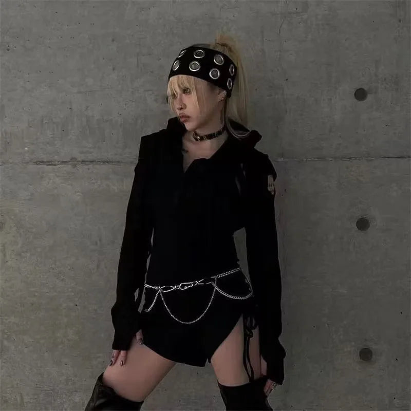 Punk Grunge Wide Elastic Headband Stretchy Metal Look - Smarsty