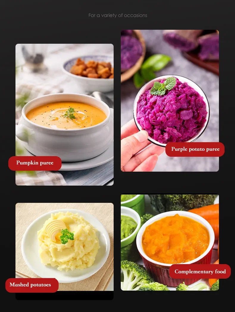 Stainless Steel Potato Masher Manual Fruit Vegetable Pressure Mud Machine Kitchen Children Food Crusher Complementary Gadget by Smarsty