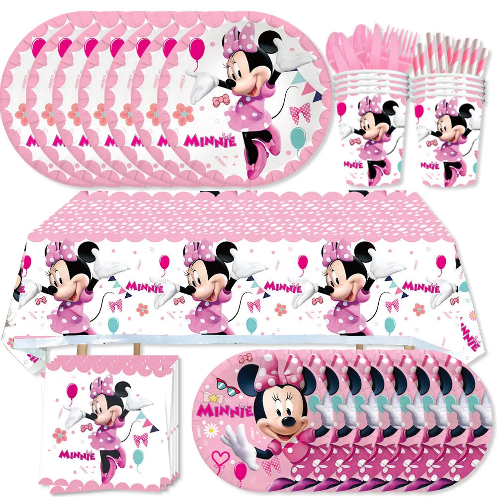 Minnie Mouse Birthday Party Disposable Tableware Set - Smarsty