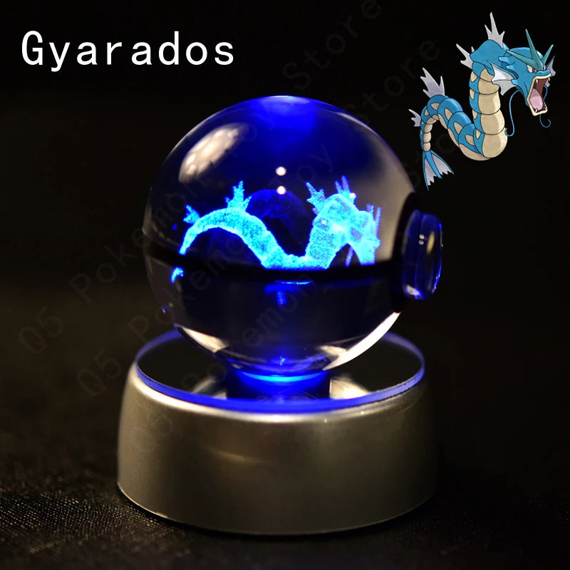 Pokemon Crystal Ball 3D Pikachu Mewtwo Mew Gengar Night Light Lamp Base Pokeball Crystal Pokemon Glass Ball Figure Birthday Gift - Smarsty