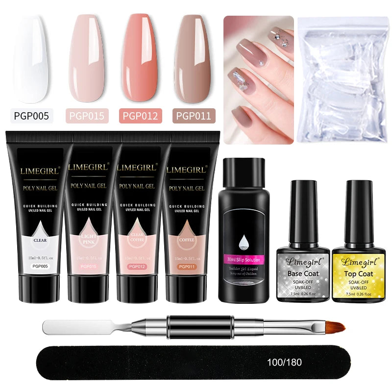 Nail Art Poly Gel Kit for Beginners with Soaking Solution - Smarsty