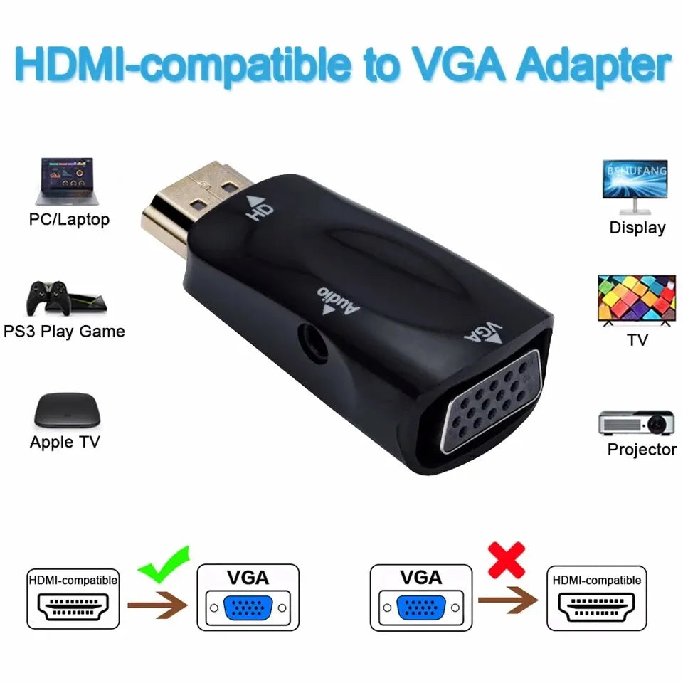 HDMI to VGA Cable Converter with Audio Support - Smarsty