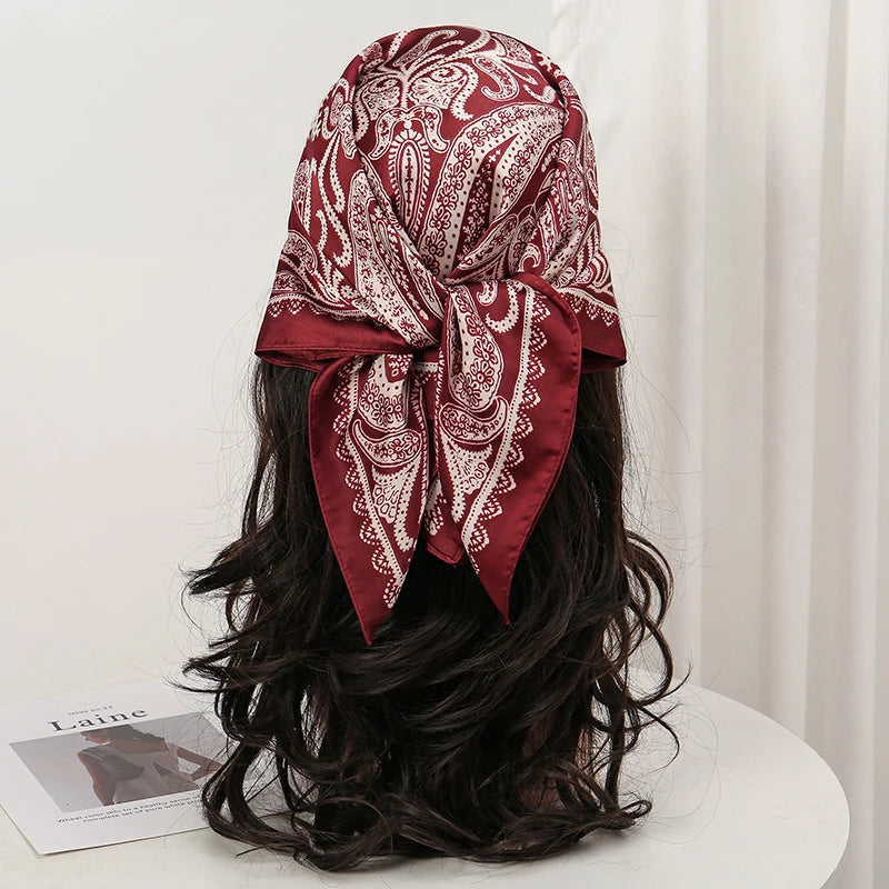 Bohemian Floral Print Silk Scarf for Women Sun Protection - Smarsty