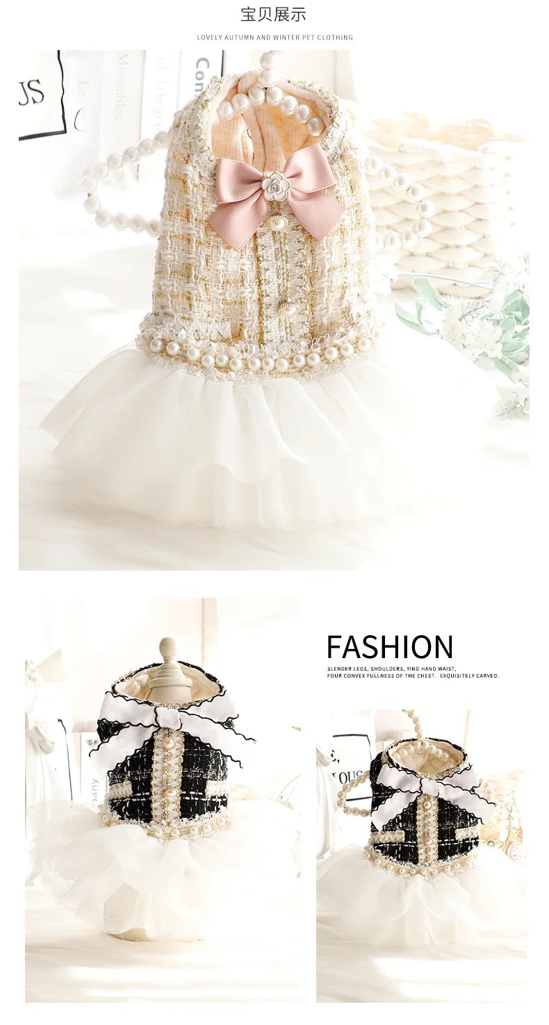 Luxury Cotton Dog Lace Dress with Tutu Skirt - Smarsty