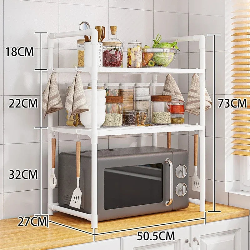 Multi-Layer Kitchen Storage Rack Condiment Organizer Shelf Microwave Shelf Simple Countertop Tidying Shelves Kitchen Accessories by Smarsty