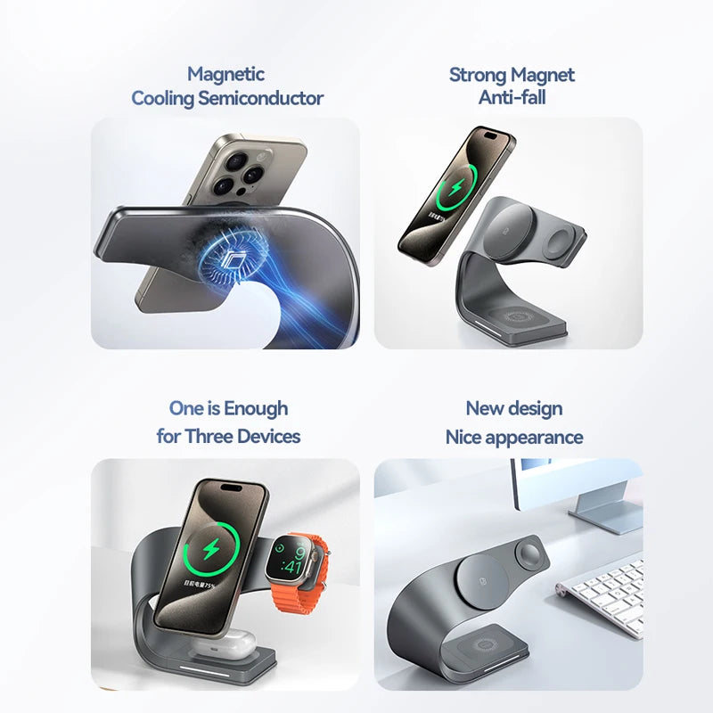 Magnetic Wireless Charger Dock For Phone AirPods Watch - Smarsty