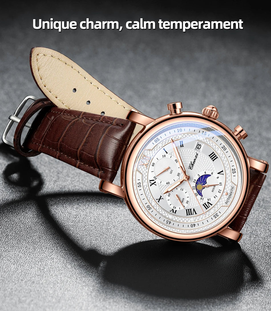 Chenxi Leather Chronograph Quartz Watch for Men - Smarsty