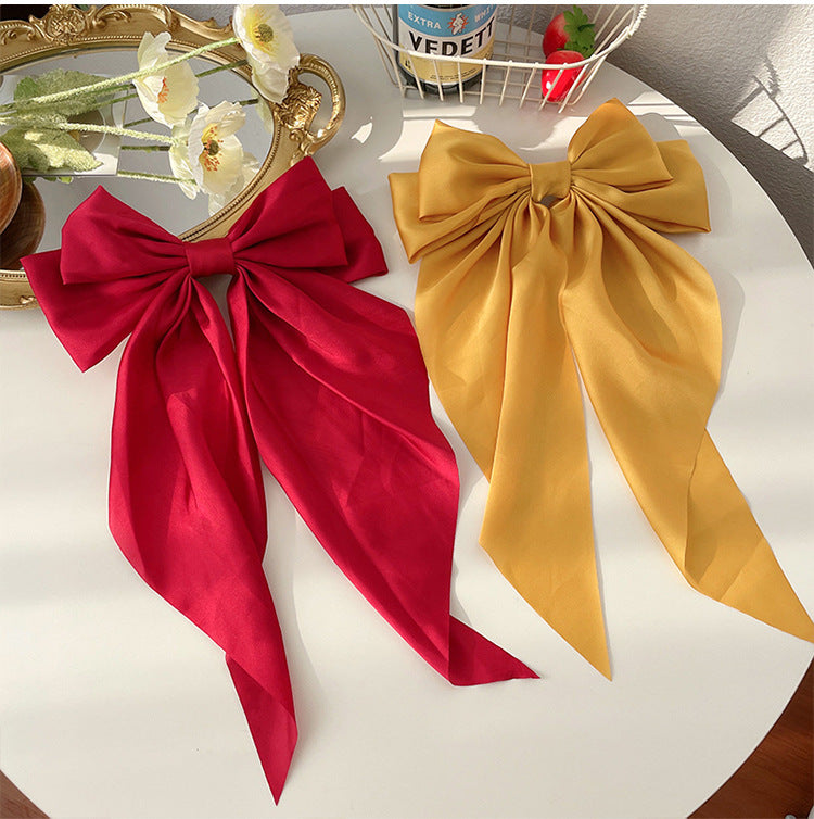 Trendy Solid Color Satin Ribbon Hair Bows for Women - Smarsty