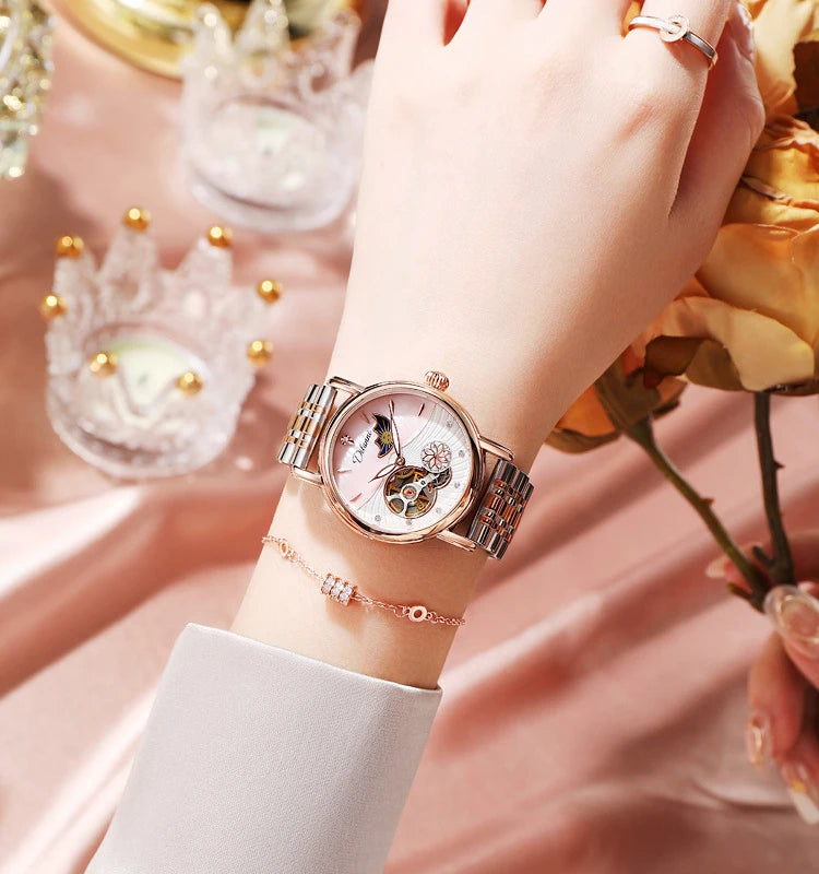 Luxury Automatic Mechanical Watch for Women with Moon Phase - Smarsty