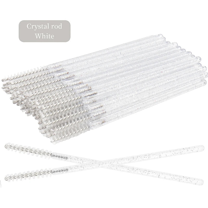 50 Pcs Disposable Eyelash Brushes with Diamond Handles - Smarsty