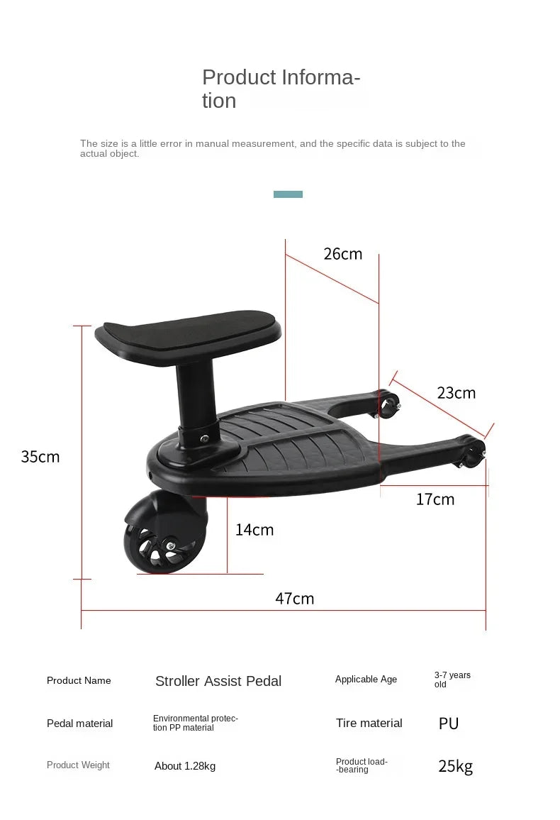 Universal Strollers Step Board Adapter with Seat Second Child Jogger Twins Scooter Baby Pram Hitchhiker Bumper by Smarsty