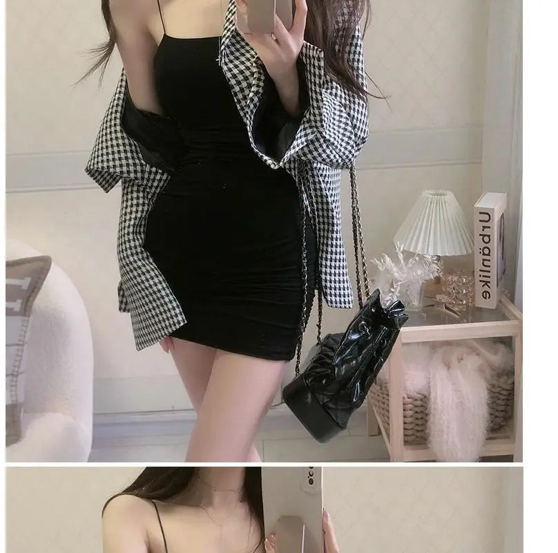 Elegant Solid Sling Sleeveless Type A Sheath Mini Short Dresses Summer New Sexy Slim Slimming Arm Covering Dresses - Smarsty