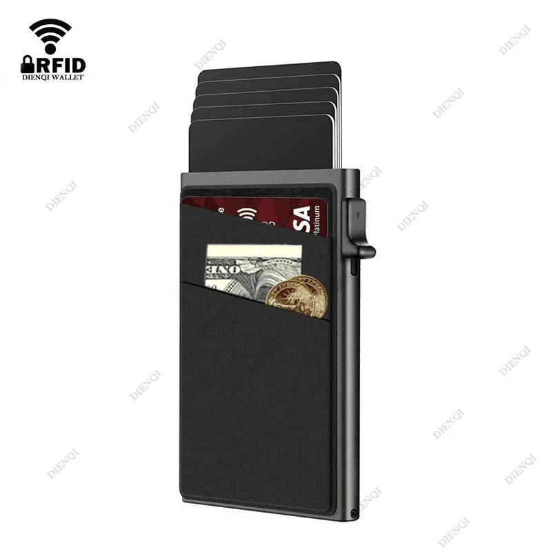 Anti-theft Cards Protectors Card Holder Minimalist Smart Wallet RFID Protection Aluminum Metal Box Cardholder Case Porte Carte - Smarsty