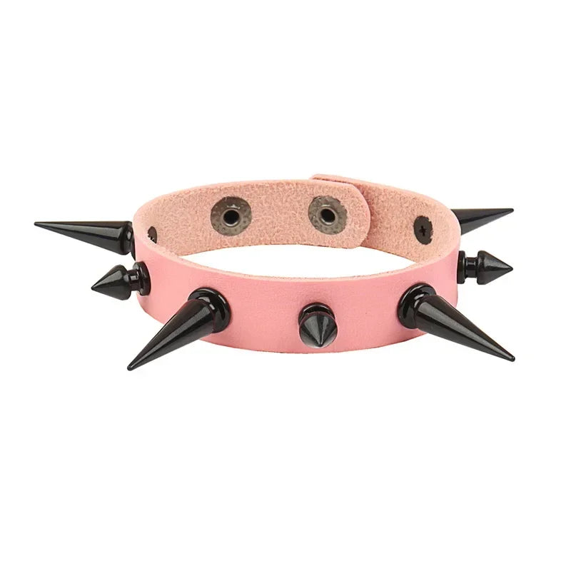 Unisex PU Leather Punk Bracelet with Spikes and Skull - Smarsty