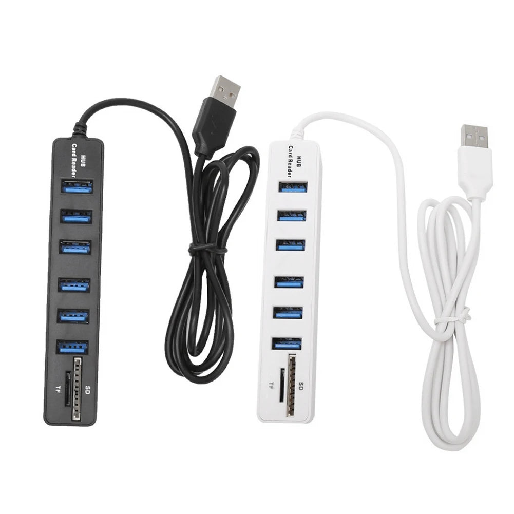 USB 6 Port Extension Hub High Speed Transmission Memory TF Splitter Adapter Plug and Play USB 2.0 for Laptop Computer PC