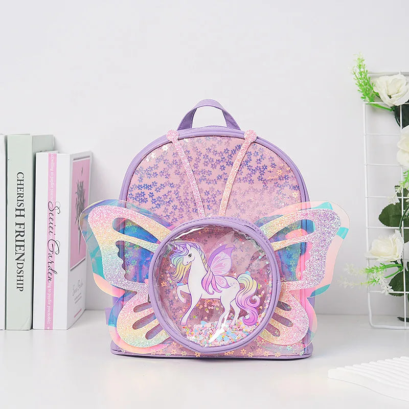 Kids Unicorn Backpack With Sequin Wings Waterproof - Smarsty
